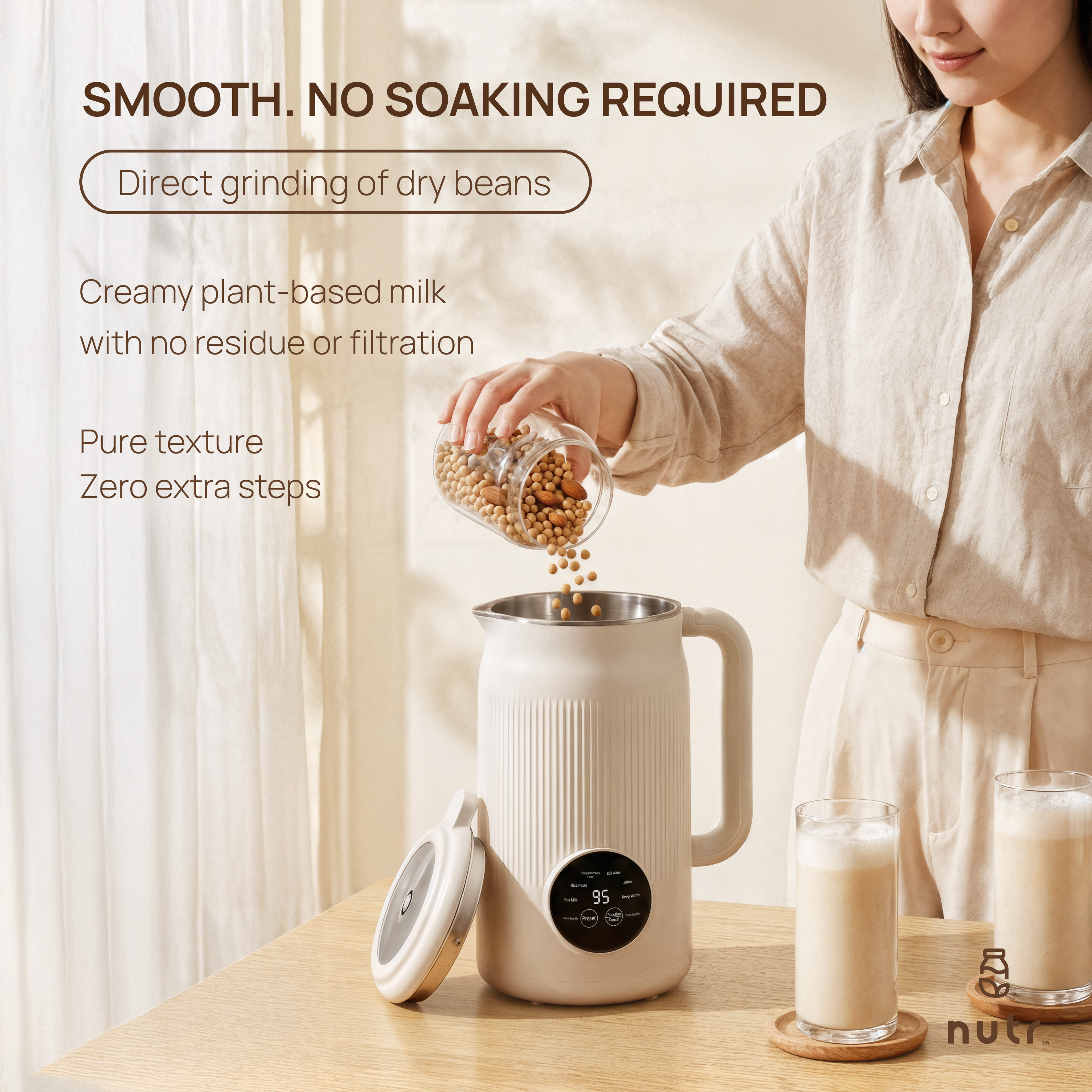 Plant-Based Milk Maker 1200ml – Automatic Soy, Rice & Bean Milk Machine