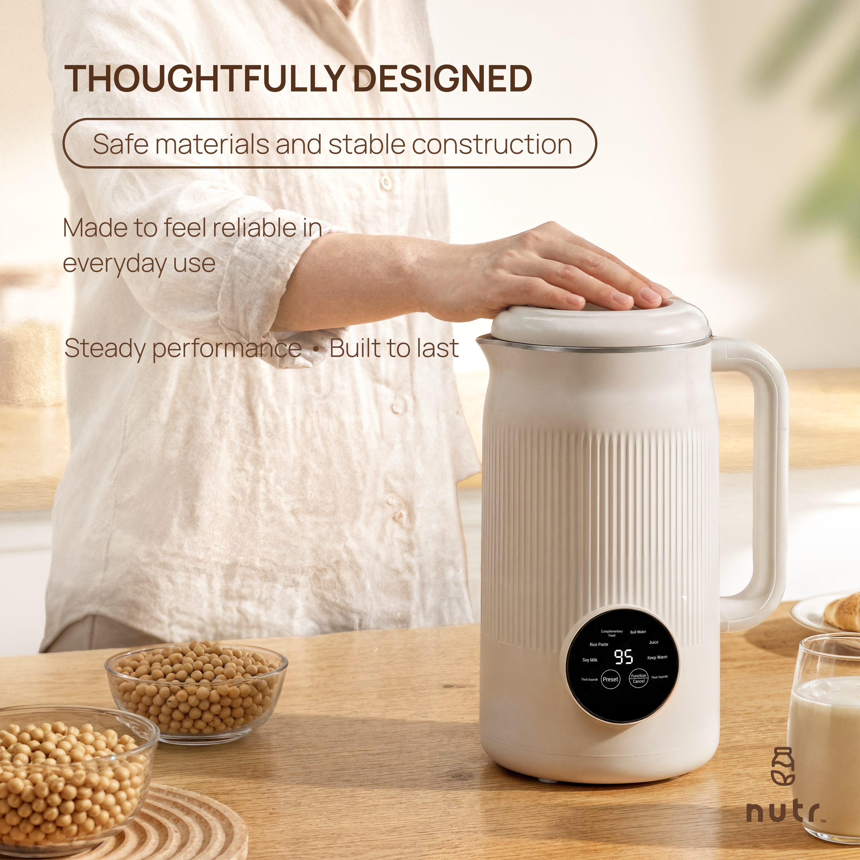 Plant-Based Milk Maker 1200ml – Automatic Soy, Rice & Bean Milk Machine