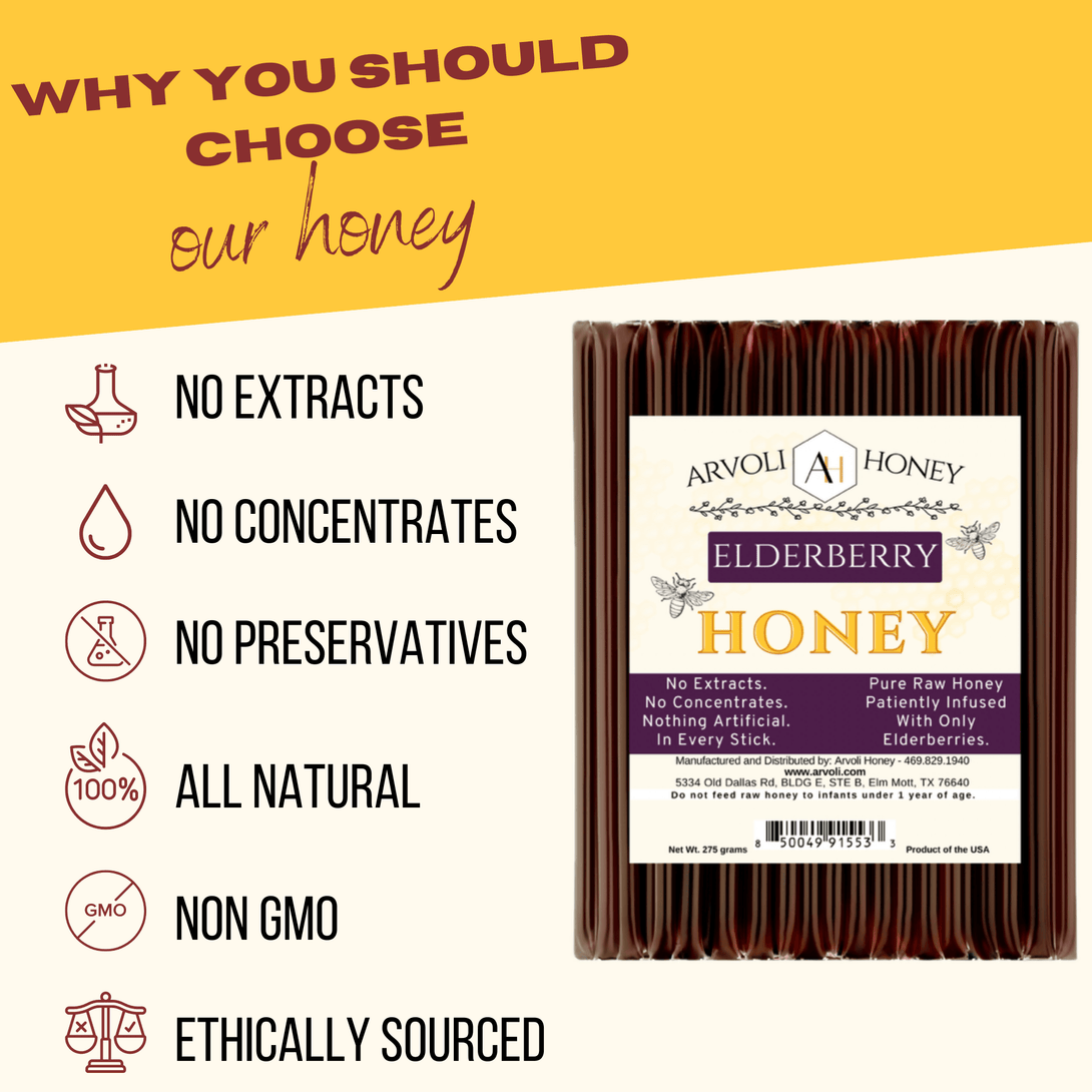 Arvoli Honey Elderberry infused Honey Sticks by Farm2Me - Nutr